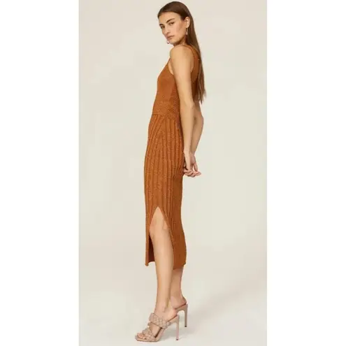 Rent the runway sz Large Esteban Cortazar copper midi shimmer knit dress stretch