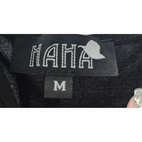 Haha Slinky Maxi Dress Black Spaghetti Strap Tie Back Formal Gown Black Size M