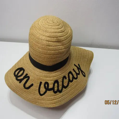 Sun Hat On Vacay Vacation Embroidered Travel Beach Boho Summer Womens Hat Tan