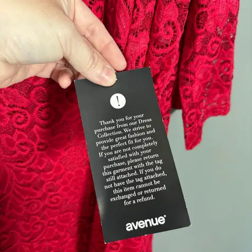 Avenue NWT Red Lace Midi Shift Special Occasion Dress - 30/32 - Womens Plus Size