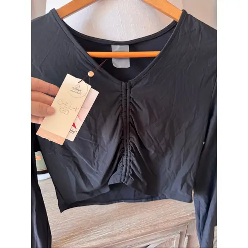 NWT Calia Ruched Rash Guard In Black Size Large