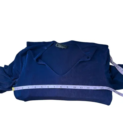 Vintage Vivyd Top Womens Medium Y2K Grunge Retro Throwback 2000s Minimalist Chic Blue