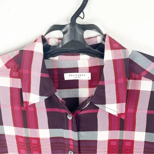 Equipment 100% Silk Plaid Lightweight Long Sleeves Button Up Blouse, Size Small - Image 7
