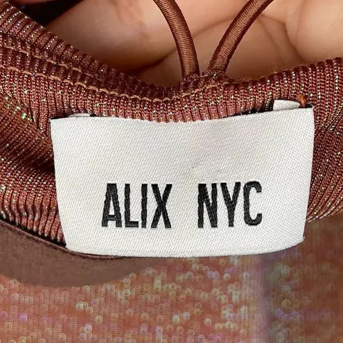 ALIX NYC Shiloh Halter Dress in Iridescent Copper medium Brown