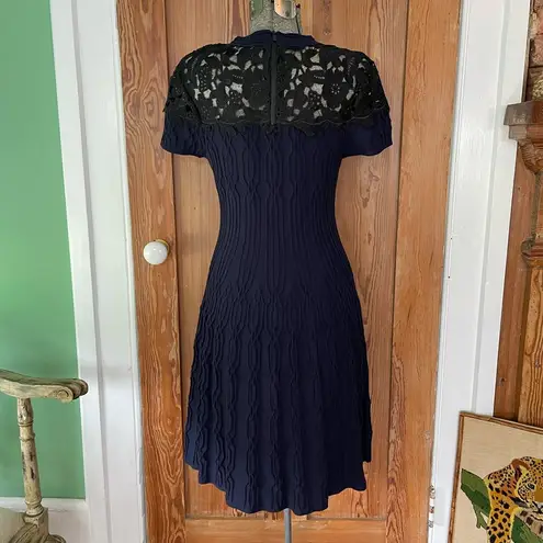The Kooples Navy & Black Lace Inlay Yoke Fit & Flare Dress - Sz 3 (US Large) ๐งก๐