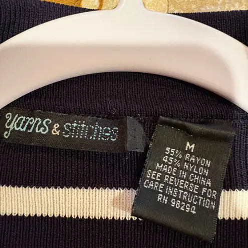 Yarns & Stitches Navy and Orange Striped Women's Cardigan& sleeveless top set Blue Size undefined