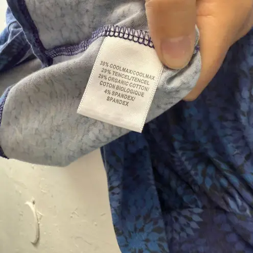 Kuhl Blue Geometric Print Cowl Neck Dress L Organic Cotton Stretch Casual