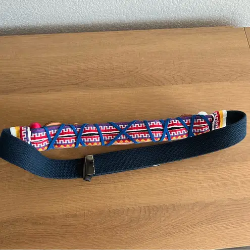 Vintage Velcro Beaded Western Belt Blue
