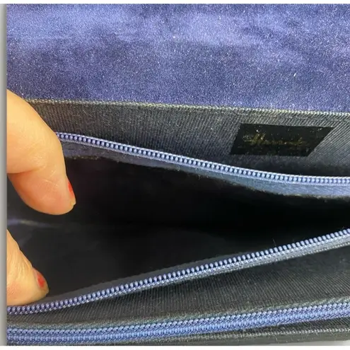 Vintage EROS Womens Navy Blue Leather Shoulder Bag Made In England