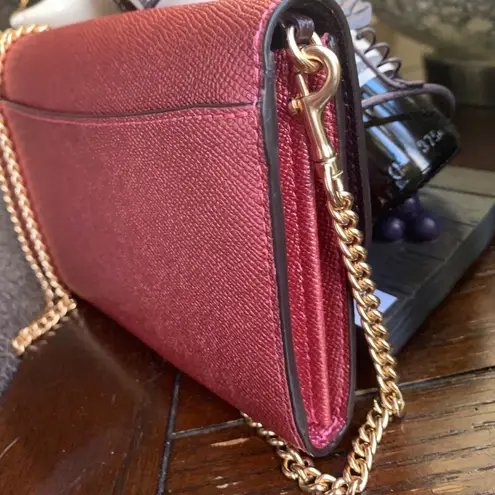 Coach Authentic  metallic Crossgrain leather turnlock flap wristlet/Crosby