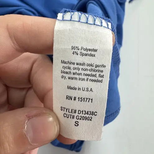 Gilli Dress Womens Small Blue Wrap Short Sleeve Flare Stretch Made USA D13438C