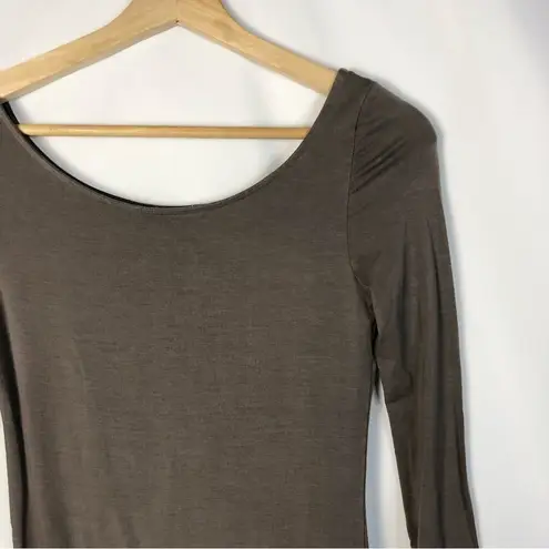 LA Made Brown Long Sleeve Bodycon Midi Dress XS