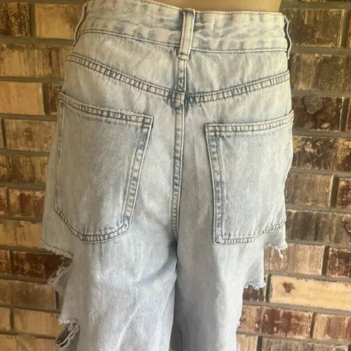 Highway Jeans Factory Distressed Ripped Light Blue Wide Leg Denim Size 3 NWT