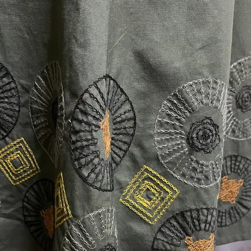 VERO MODA Size 38 (6) Green Ethnic Trend Skirt With Colorful Sew Floral Patterns