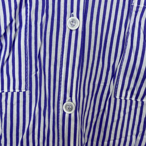Bishop and Young Blue & White Striped Long Sleeve Button Shift Dress Small NWT