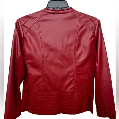 Christopher & Banks Christopher Banks Red Leather Motorcycle Jacket
