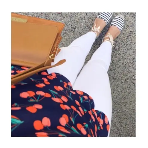 Maison Jules Cherry Print Sleeveless Scallop Hem Layered Blouse Size Small Navy