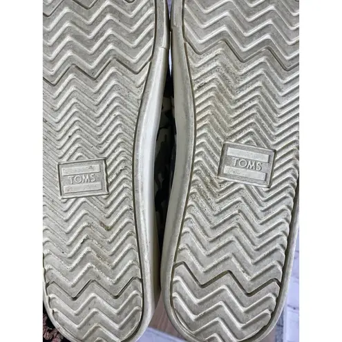 Toms Shoes Womens 6 Casual Slip On Flats Comfort Camo Print 10016779 Gray Fabric Green
