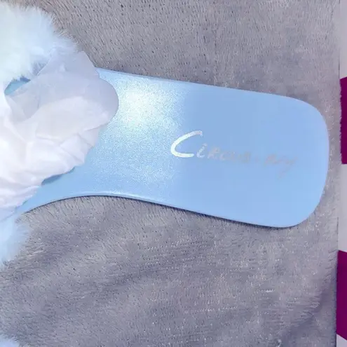 Circus by Sam Edelman slide sandals/slippers faux fur light blue size 5M NIB - Image 8