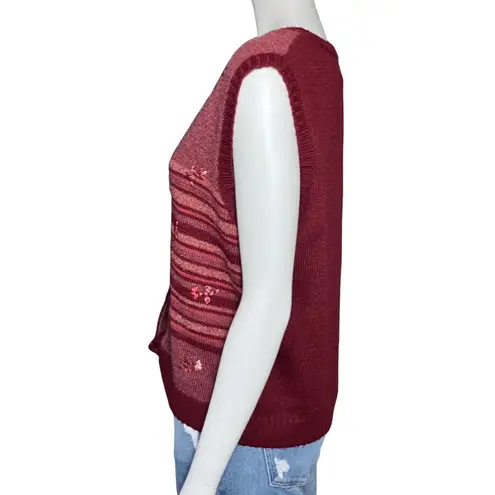 Vintage 90s Maroon Sweater Vest. Petite Medium. Cottagecore Grandmacore Fall Red