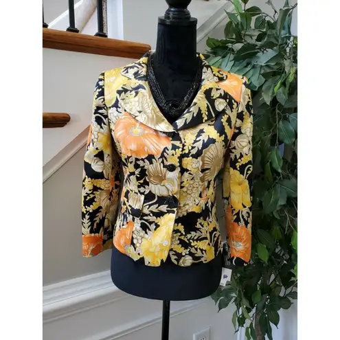 Jones Wear  Women's Floral Polyester Long Sleeve Single Breasted Blazer Size 6P