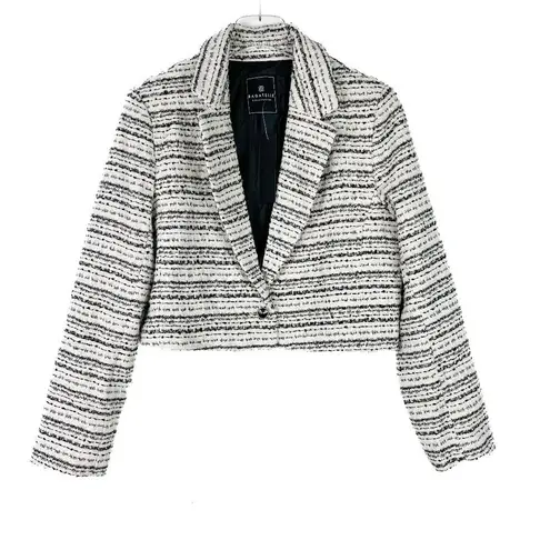 Bagatelle NWT  Tweed Cropped Blazer Jacket Metallic Stripe Size Large L NEW $149