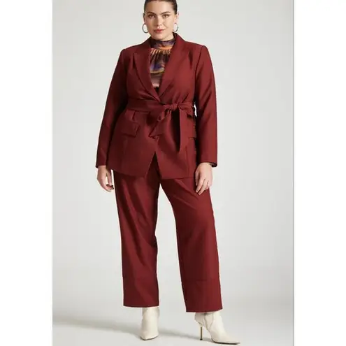 Eloquii New!  Wide Belt Single Breasted Blazer‎ burgundy, size 16