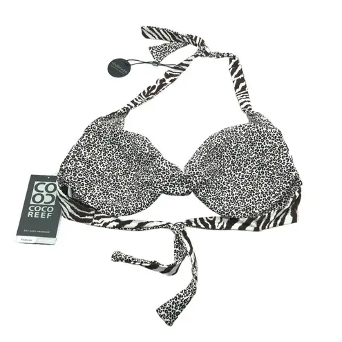 Coco reef Bikini Top Bra Sized Twist Reversible Underwire Cheetah Brown 36/38D