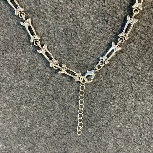 Skull & Bones Pirate Halloween Necklace Gothic Skeleton Gun Statement Silvertone Silver