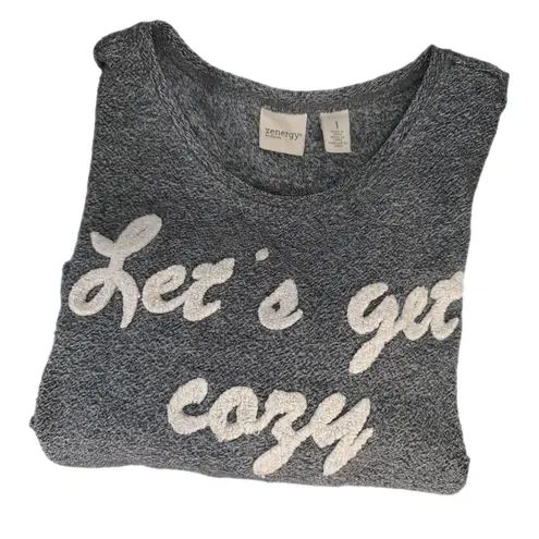 Chico's 1 Zenergy Sweatshirt Womens Size Medium Pull Over Winter Cozy Tunic Top Gray