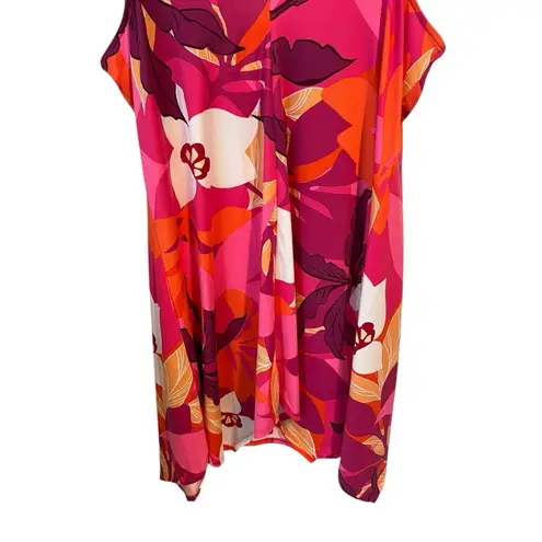 Lilac + London Chemise Sleep Top Womens XL Tropical Floral Sleeveless Soft Satin