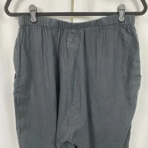 Flax Black Linen Pull On Pants Sz.M
