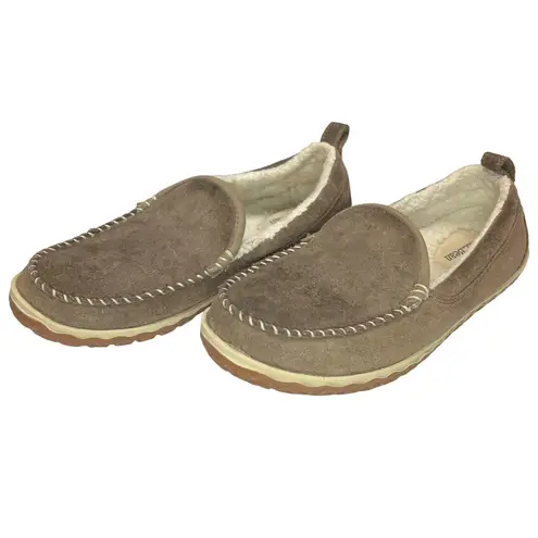 L.L. Bean Mountain Moccasin Slippers Dark Cement Women's Size 8 GUC Brown
