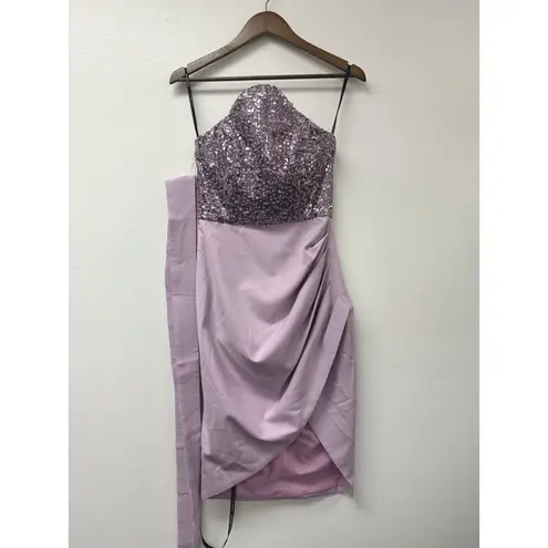 Lavish Lice Lavish Alice Embellished Curved Bandeau Dress in Lilac Size 4