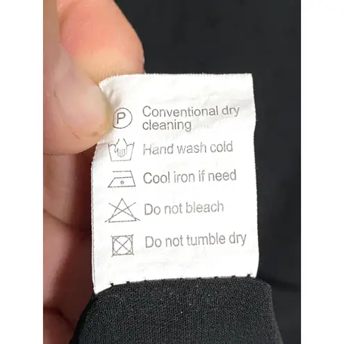 Black V Neck Blouse Top XL Whimsigoth Witchy Crochet Swiss Dot Y2K Fairy Grunge