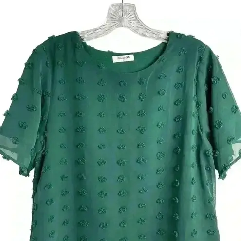 Blooming Jelly Women's Green Short Sleeve Blouse Size M Casual Top