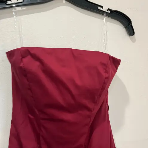 Babyboo Angelina Strapless Ruffle Maxi Dress NWT Burgundy Formal Gown Sz Small