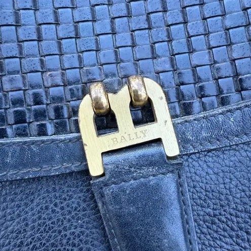 Bally Italian Leather Black Woven Medium Sized Shoulder Bag