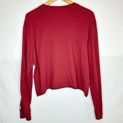 Tailgate Iowa State University  Maroon Long Sleeve Cropped Shirt Rose Size Large