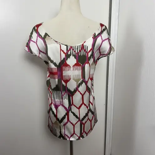 Escada Multi Color Silk Cap Sleeve Top Size 36 S‎