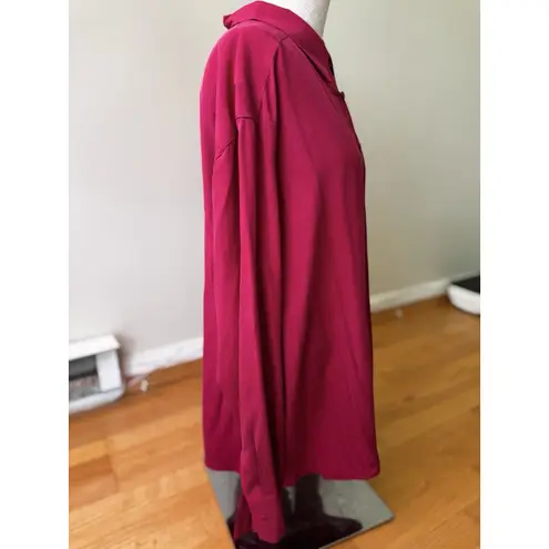 Barrie Pace Vintage 80s Silk Blouse Button Down Formal Shirt Magenta Size 18 1X Pink