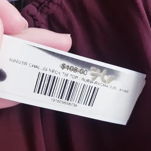 Velvet Graham & Spencer Ginger Chelsea Halter Keyhole Long Sleeve Blouse New Red