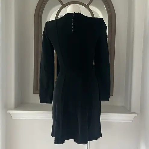 Giorgio Armani Fit & Flare Long Sleeve Ribbed Black Dress, Size 2, EXCELLENT!