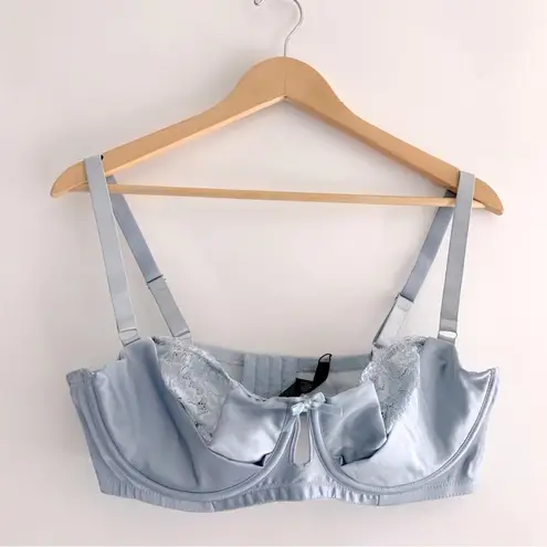 House of Desire Sienna Satin & Lace Bra Blue Romantic Underwire Size 3X/4X NEW