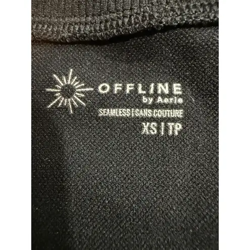 OFFLINE by Aerie Seamless Cropped Long Sleeve Top XS Black Athletic
