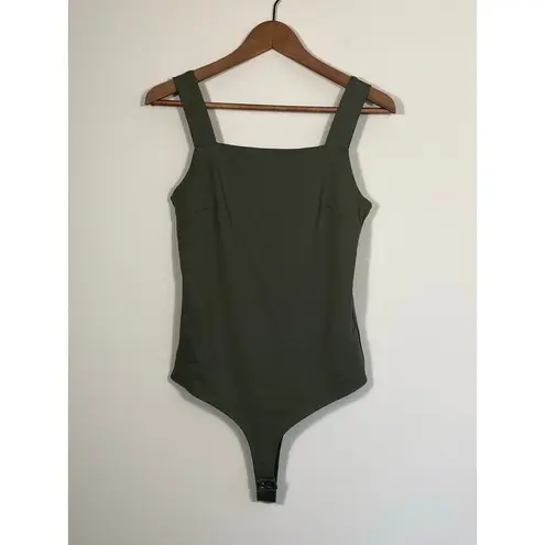 REORIA Olive Green Square Neck Bodysuit