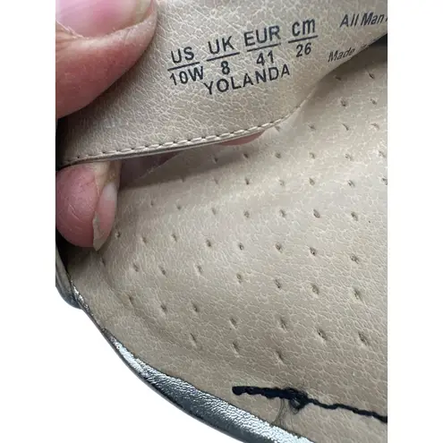 Life Stride 10W Silver Metallic Strappy Cushioned Footbed, Open-Toe Back Zipper