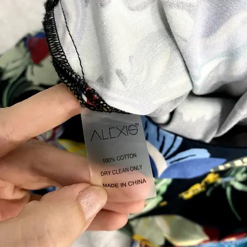 Alexis Calipso Black Kamilla Floral Print Mid Rise Cotton Flare Pants S