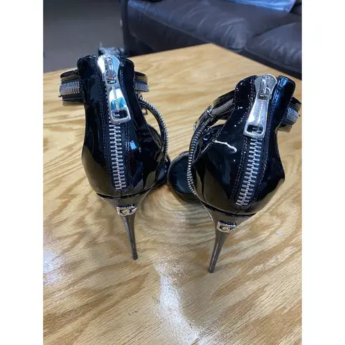 Dolce & Gabbana Heels Women's 6.5 Black Patent Leather Zip Up Stiletto Pump