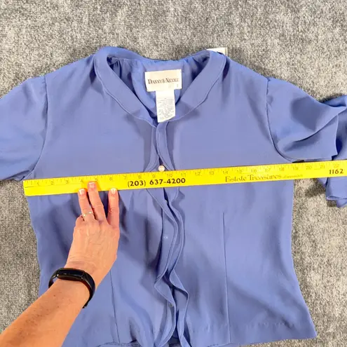 Danny & Nicole Lavender Polyester Lined Top Faux Pearl Buttons Ruffle Size 12